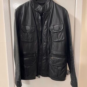 TUMI Men’s Aviator Leather Coat